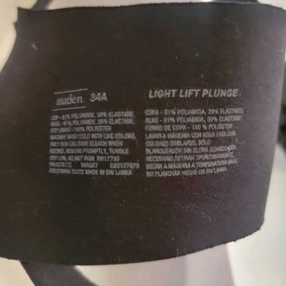 34A AUDEN Womens Black Plunging Padded Underwire Back Closure Push-Up Bra 3D - Picture 10 of 10